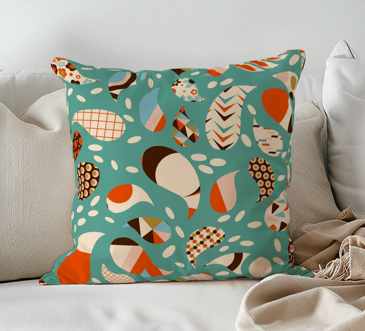Patchwork Paisley retrò - Boho moderno di metà secolo cuscino da susanacosta