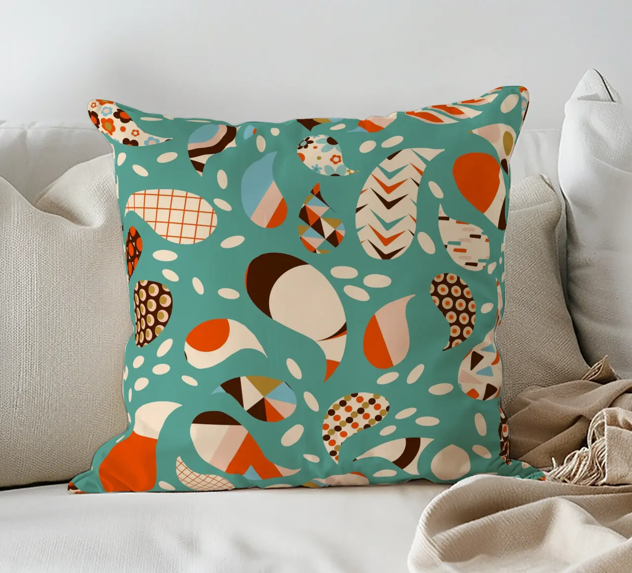 Retro Patchwork Paisley - Mid-Century Modern Boho coussin de susanacosta
