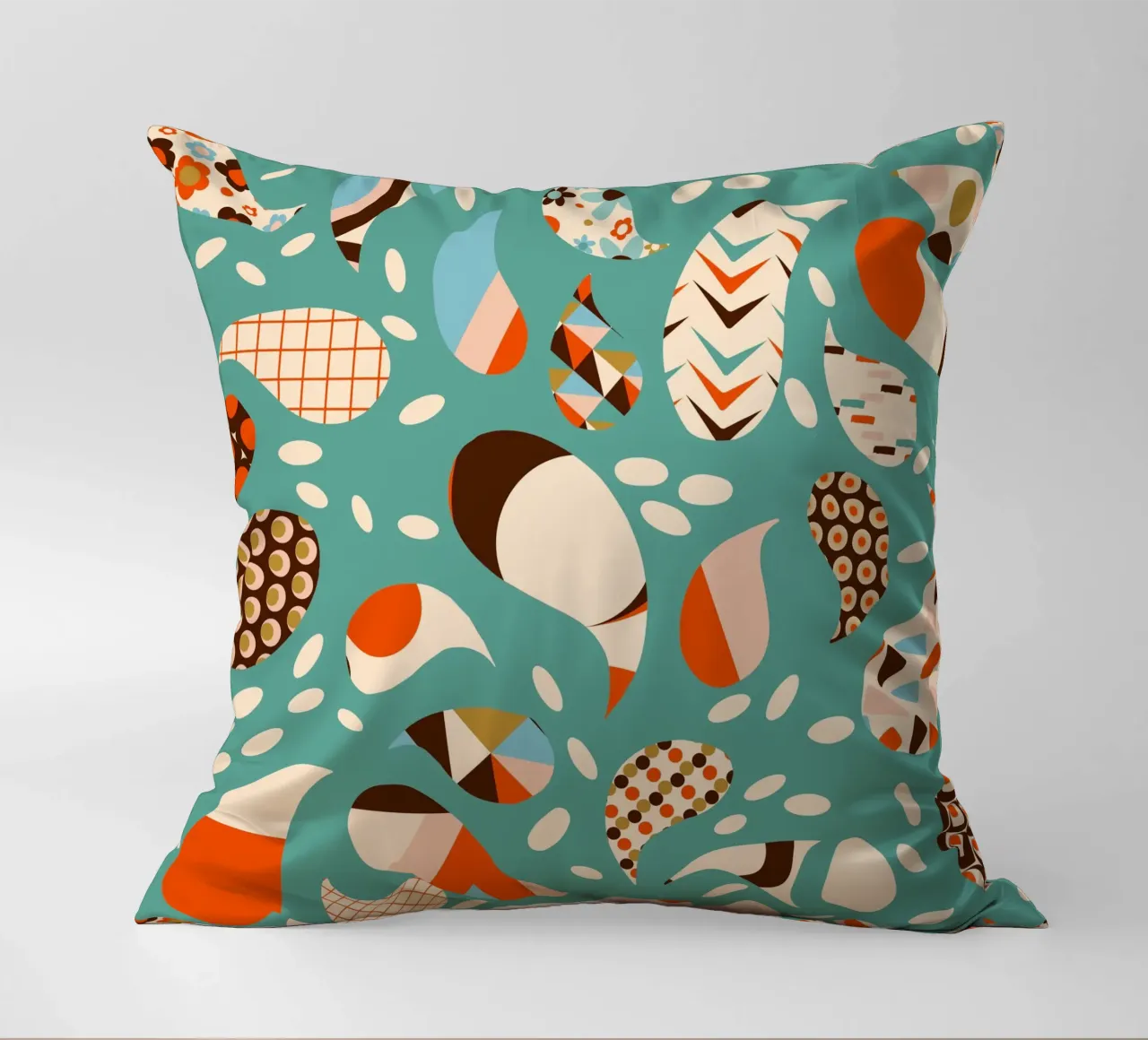 Patchwork Paisley retrò - Boho moderno di metà secolo cuscino da susanacosta