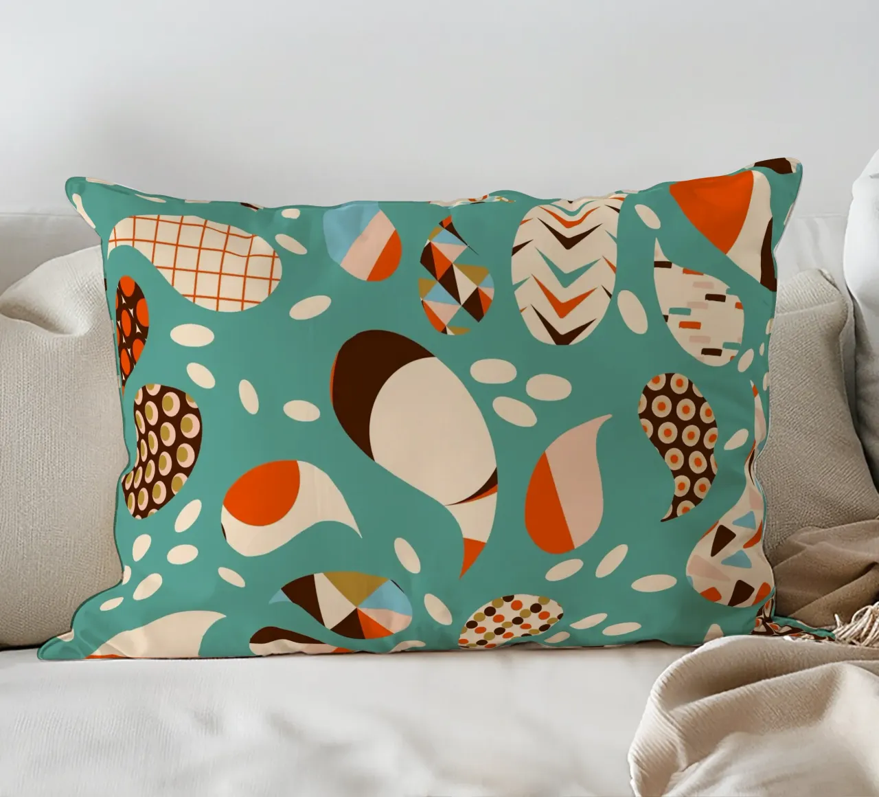 Patchwork Paisley retrò - Boho moderno di metà secolo cuscino da susanacosta