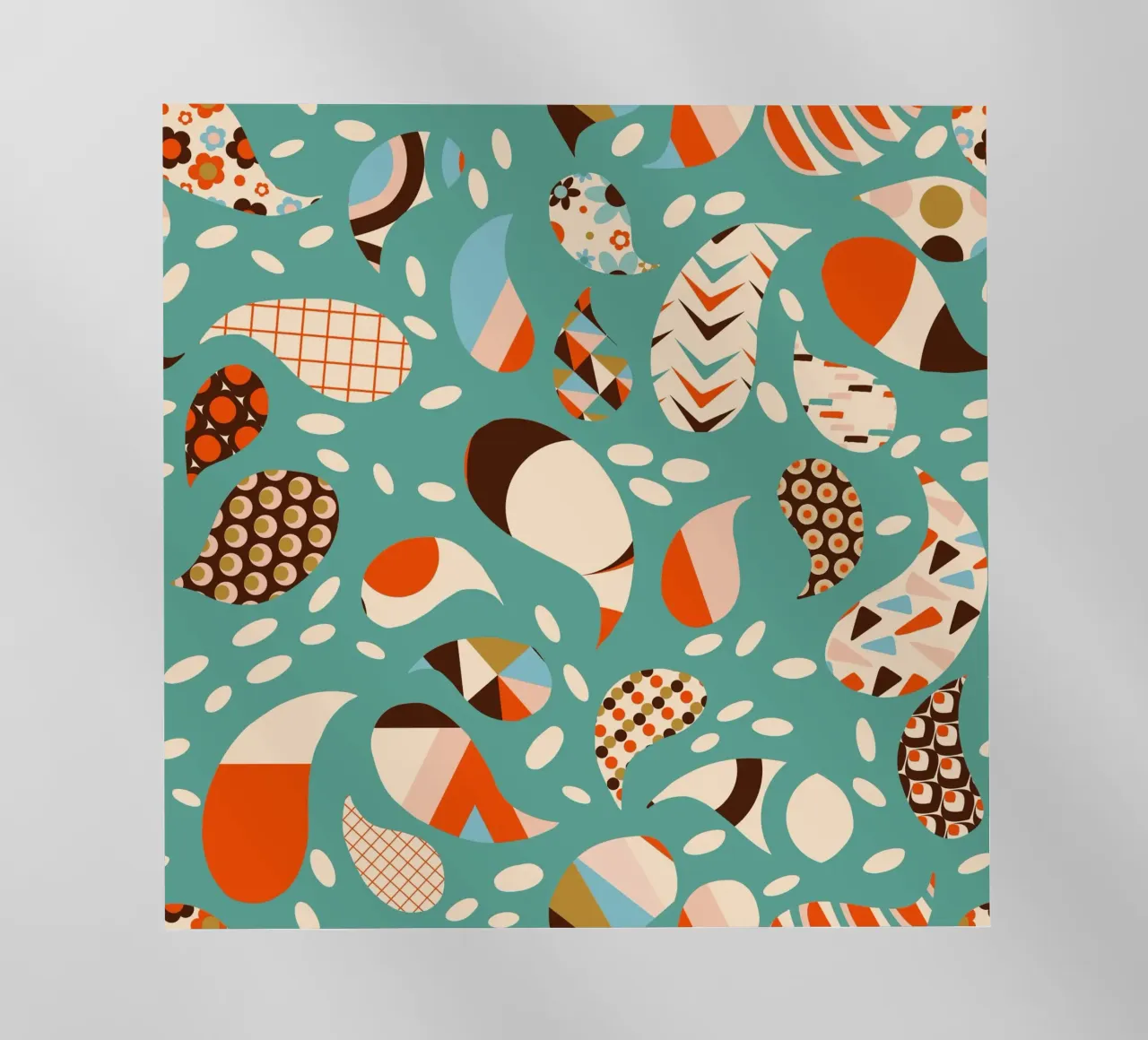 Retro Patchwork Paisley - Mitte des Jahrhunderts Modern Boho Backlit Folie von susanacosta