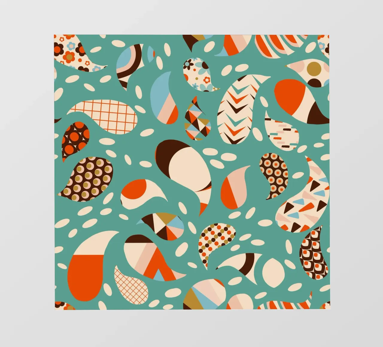Retro Patchwork Paisley - Mitte des Jahrhunderts Modern Boho Backlit Folie von susanacosta