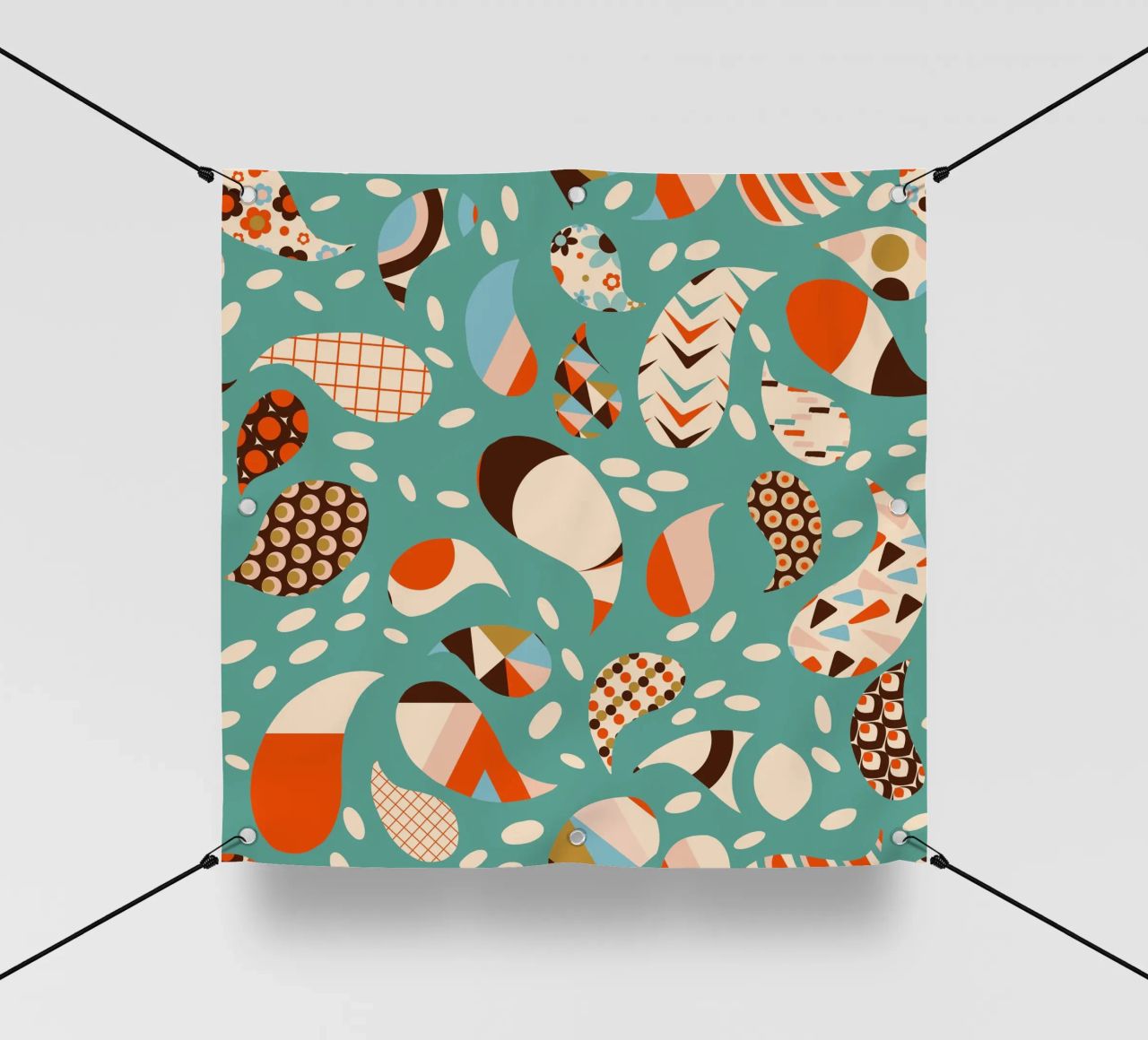 Patchwork Paisley retrò - Boho moderno di metà secolo telo in pvc da susanacosta