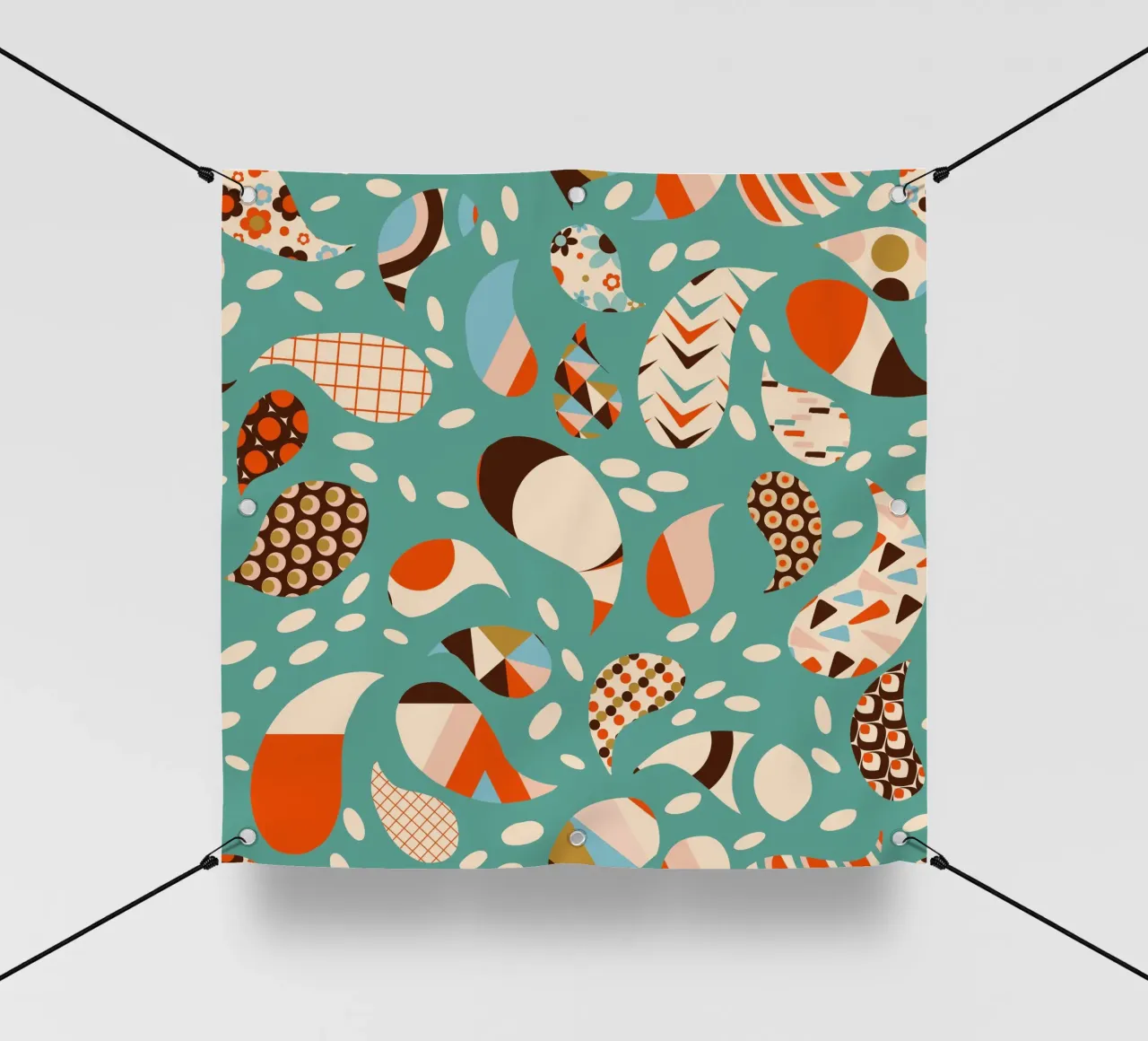 Retro Patchwork Paisley - Mitte des Jahrhunderts Modern Boho PVC Plane von susanacosta