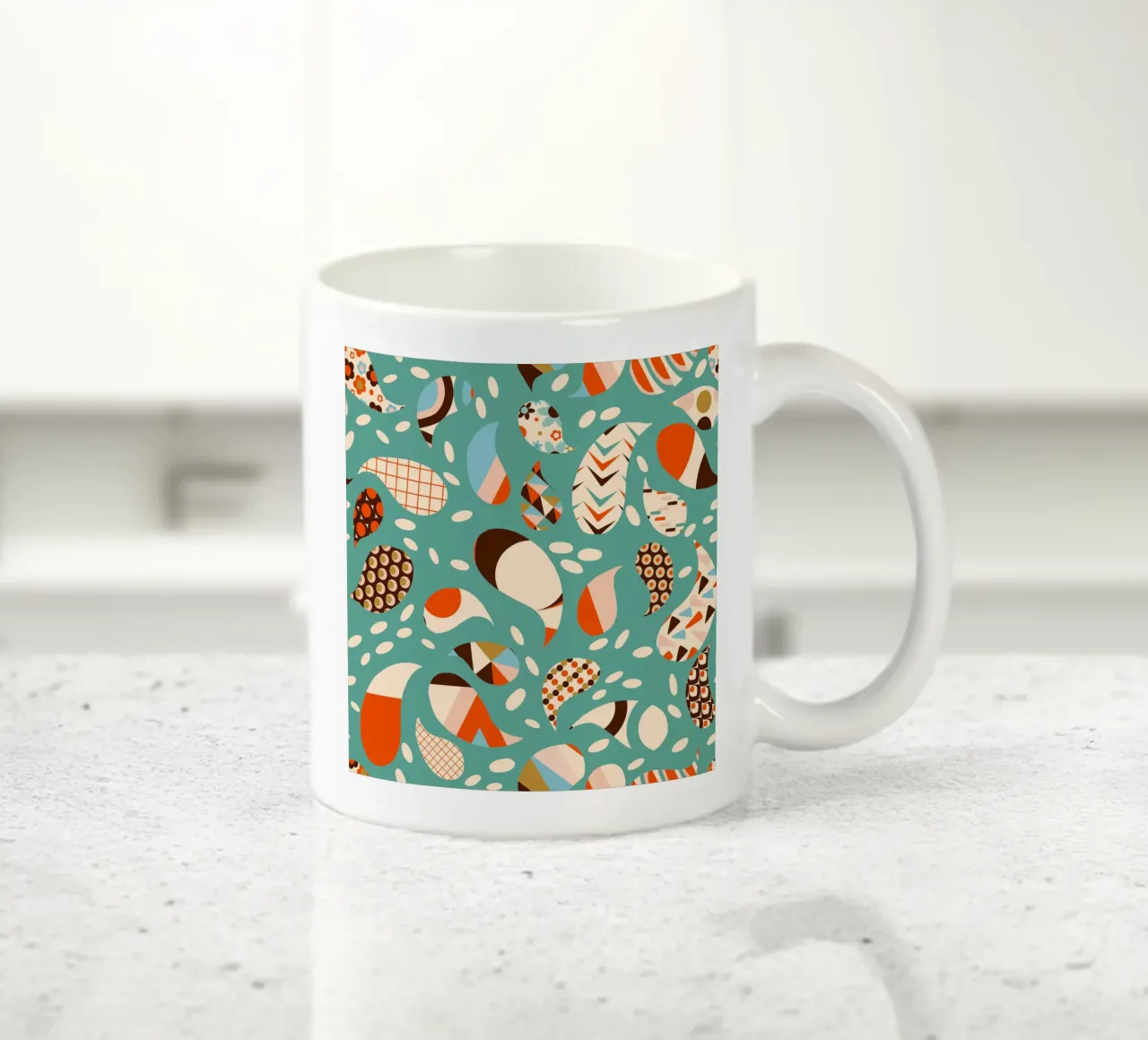 Retro Patchwork Paisley – Mid-Century Modern Boho ceramic mug by susanacosta