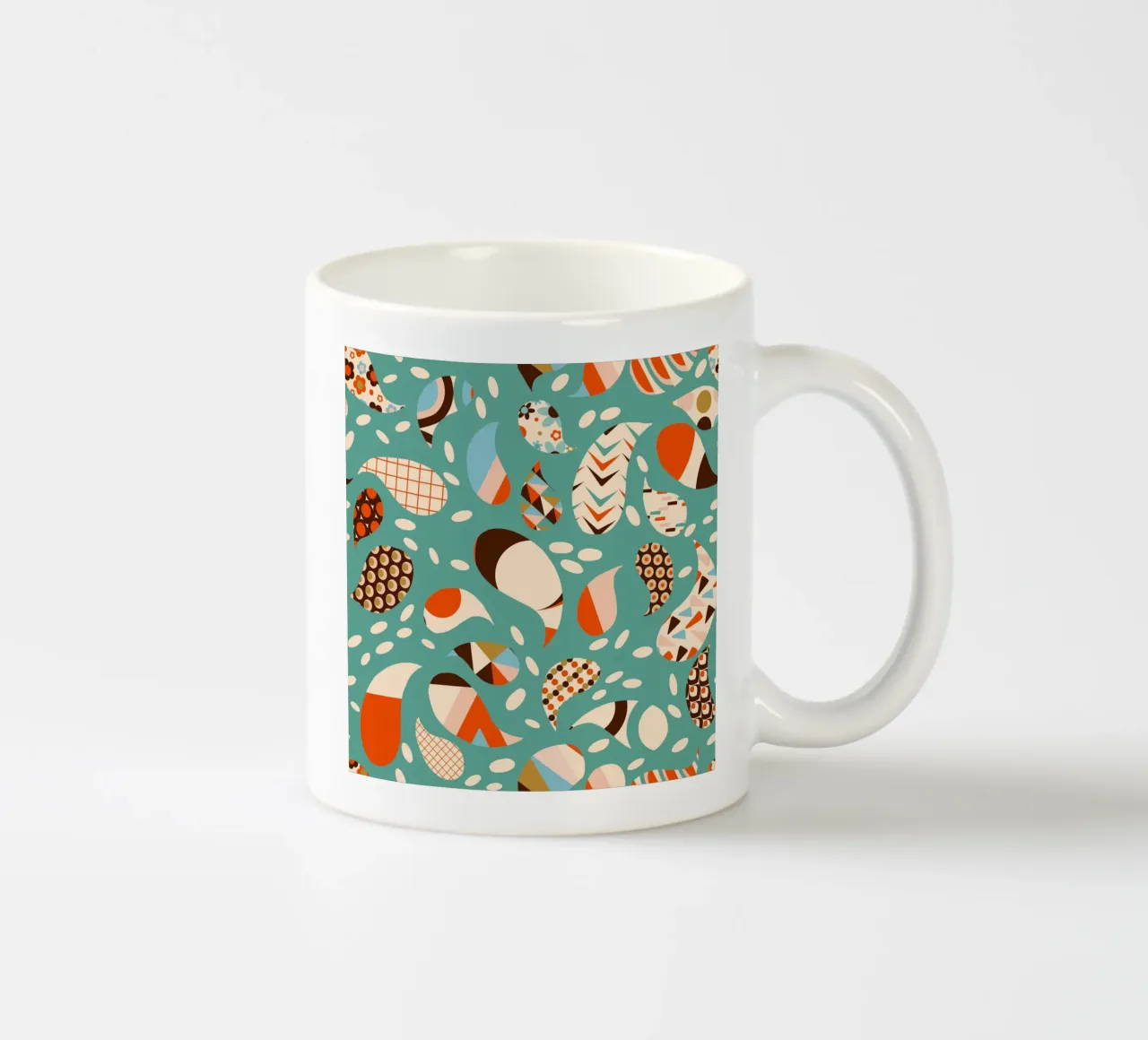 Retro Patchwork Paisley – Mid-Century Modern Boho ceramic mug by susanacosta