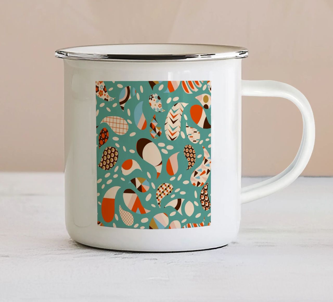 Patchwork Paisley retrò - Boho moderno di metà secolo tazza in smalto da susanacosta