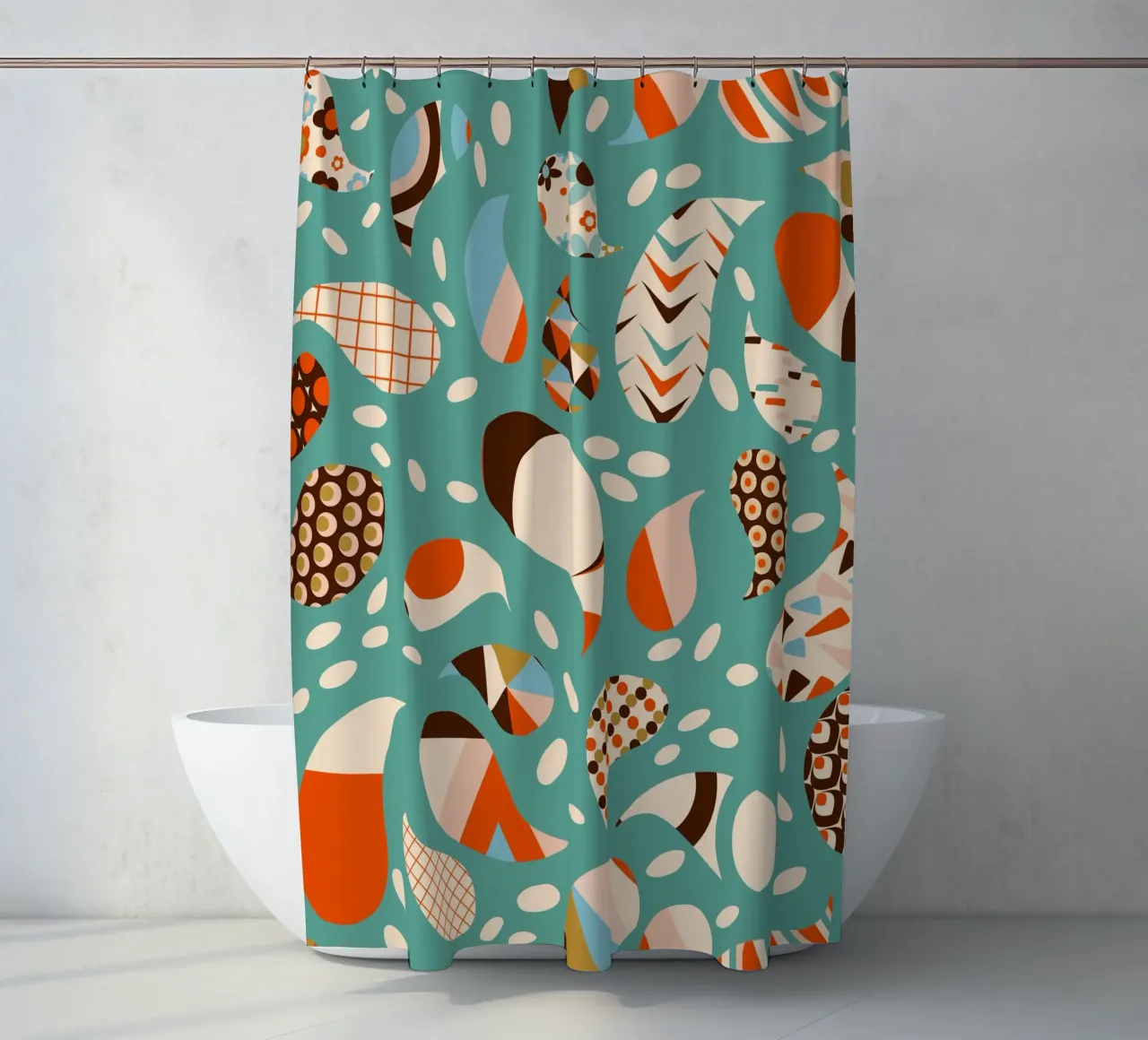 Patchwork Paisley retrò - Boho moderno di metà secolo tenda da doccia da susanacosta