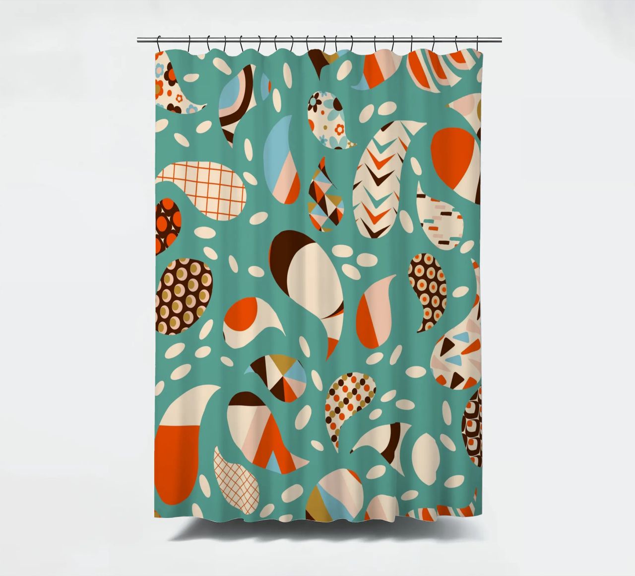 Patchwork Paisley retrò - Boho moderno di metà secolo tenda da doccia da susanacosta