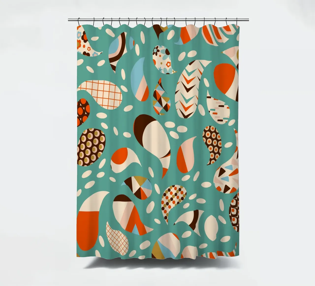 Retro Patchwork Paisley - Boho Moderno de Mediados de Siglo cortina de baño de susanacosta