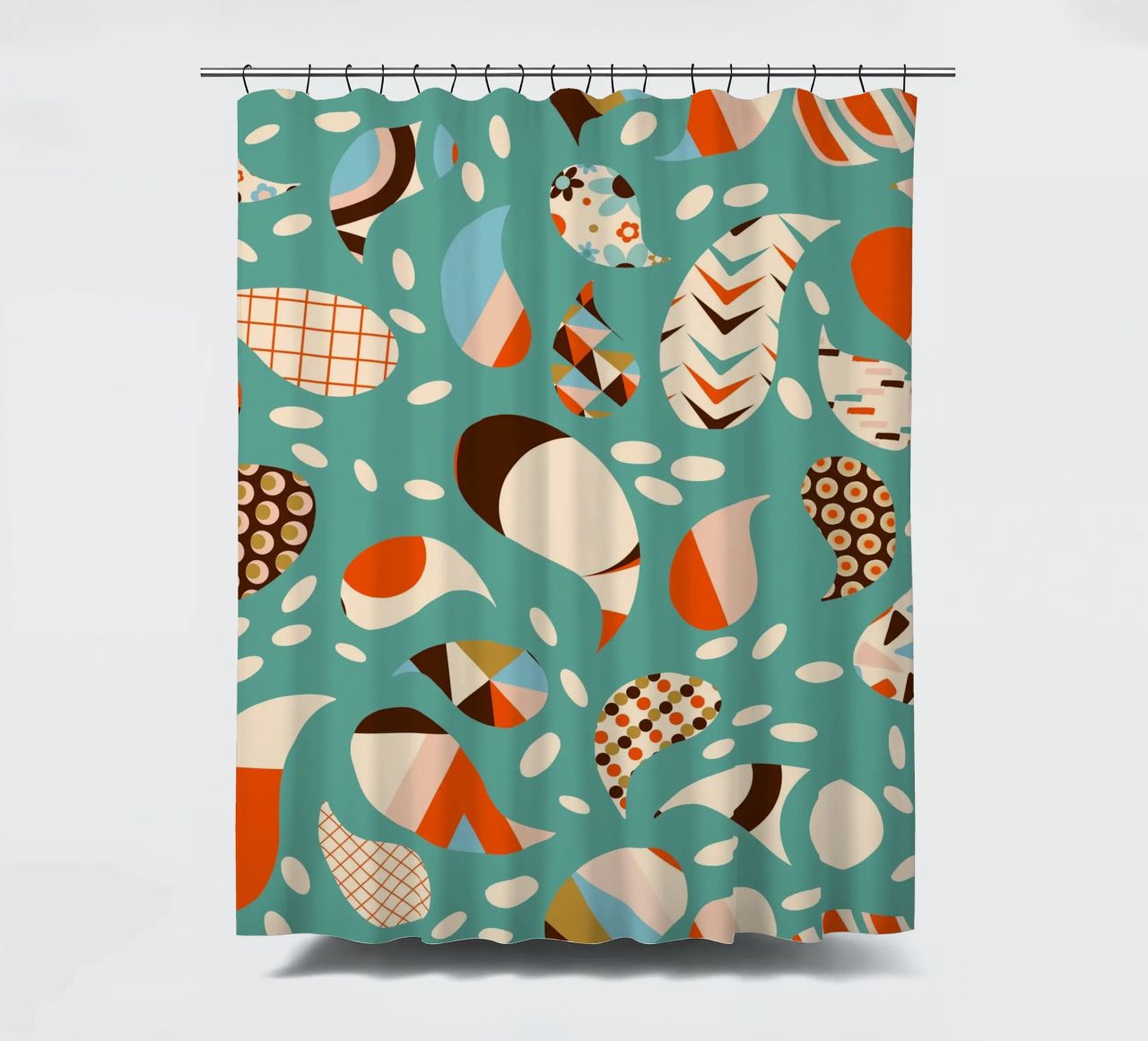 Patchwork Paisley retrò - Boho moderno di metà secolo tenda da doccia da susanacosta