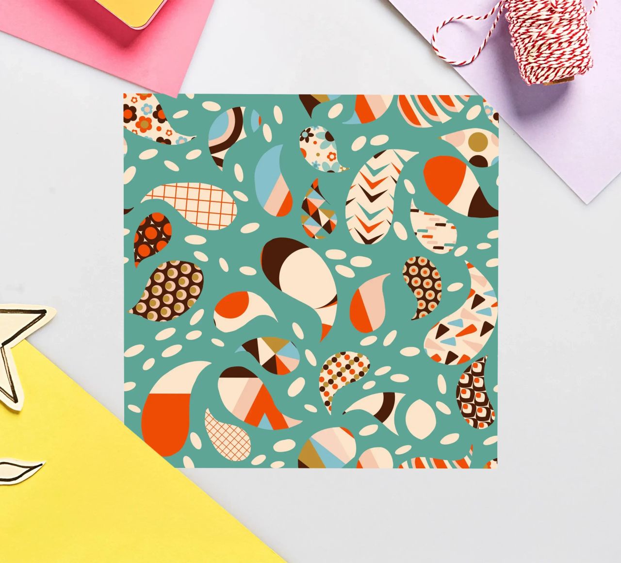 Patchwork Paisley retrò - Boho moderno di metà secolo adesivo da susanacosta