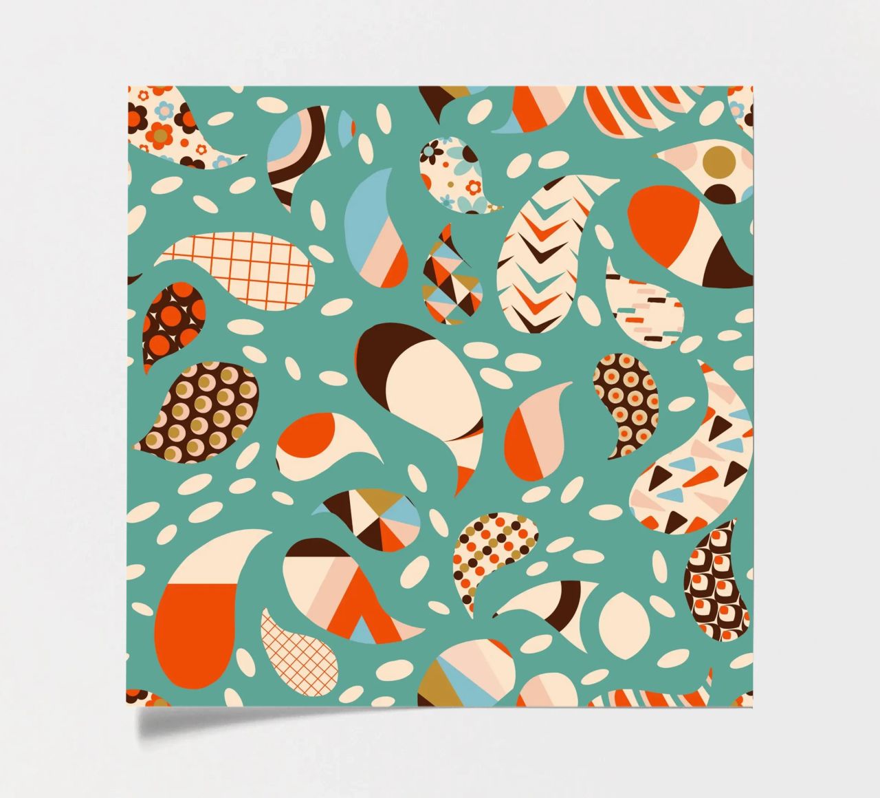 Patchwork Paisley retrò - Boho moderno di metà secolo foglio adesivo da susanacosta