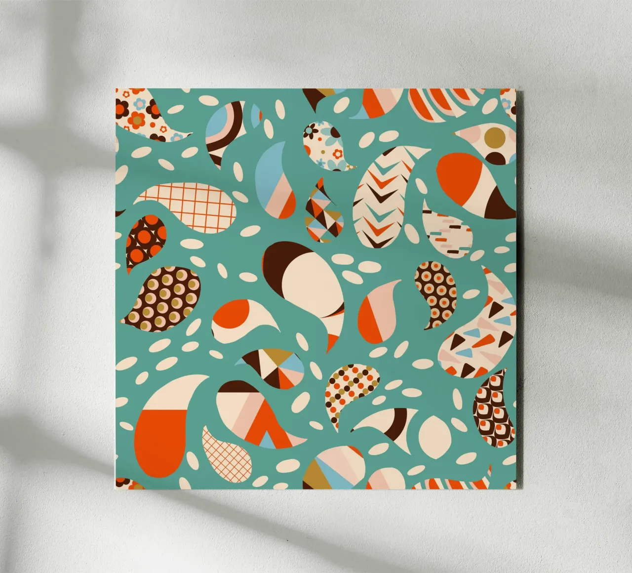 Retro Patchwork Paisley – Mid-Century Modern Boho alu-dibond by susanacosta