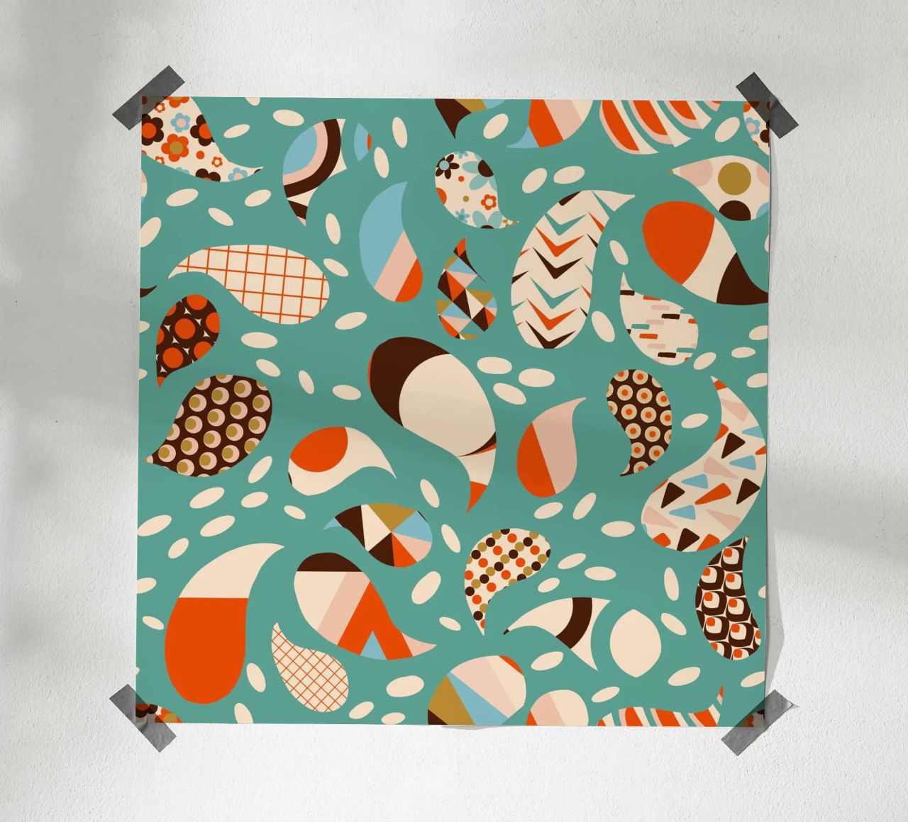 Patchwork Paisley retrò - Boho moderno di metà secolo carta hahnemühle da susanacosta