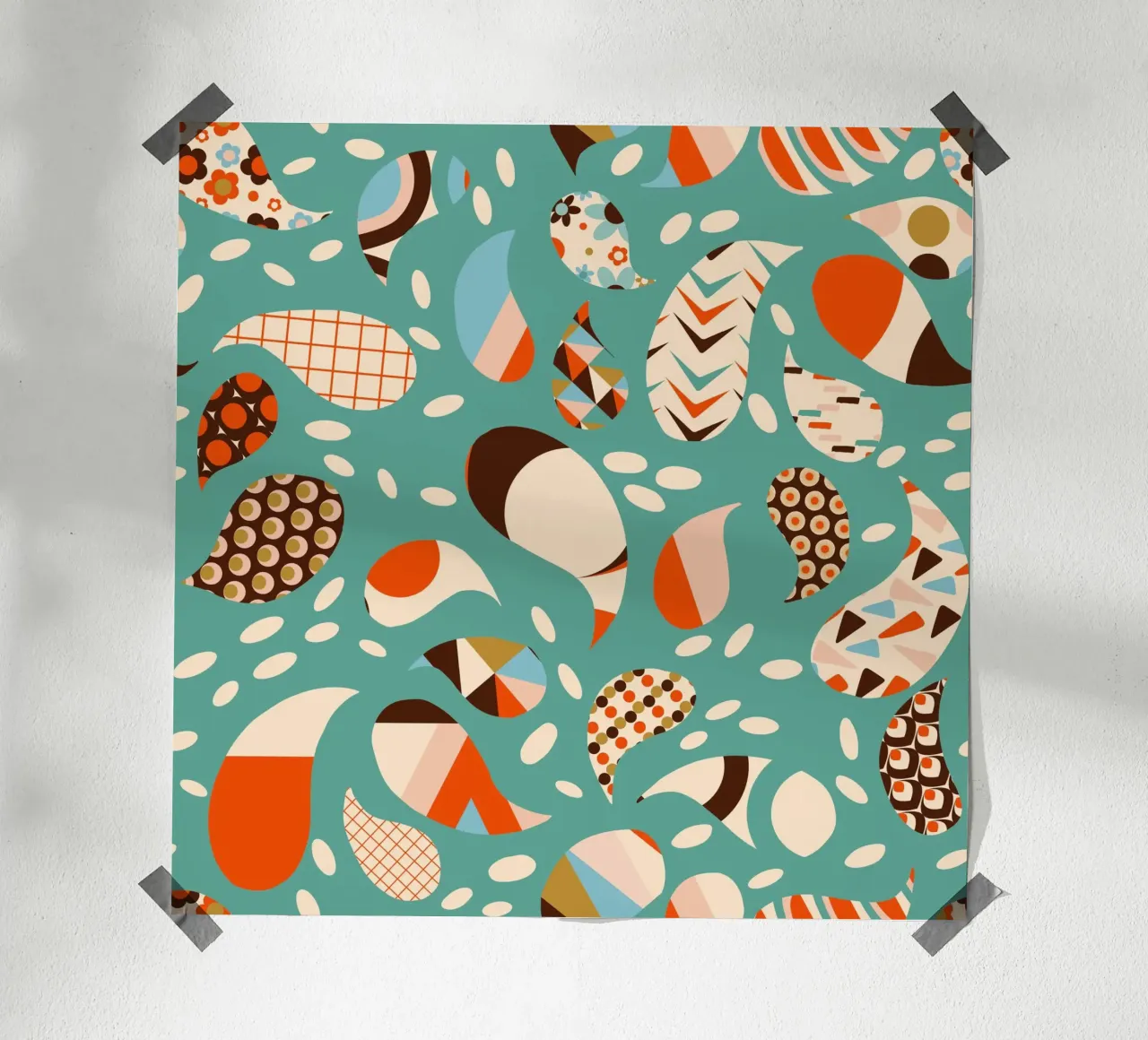 Retro Patchwork Paisley – Mid-Century Modern Boho poster by susanacosta