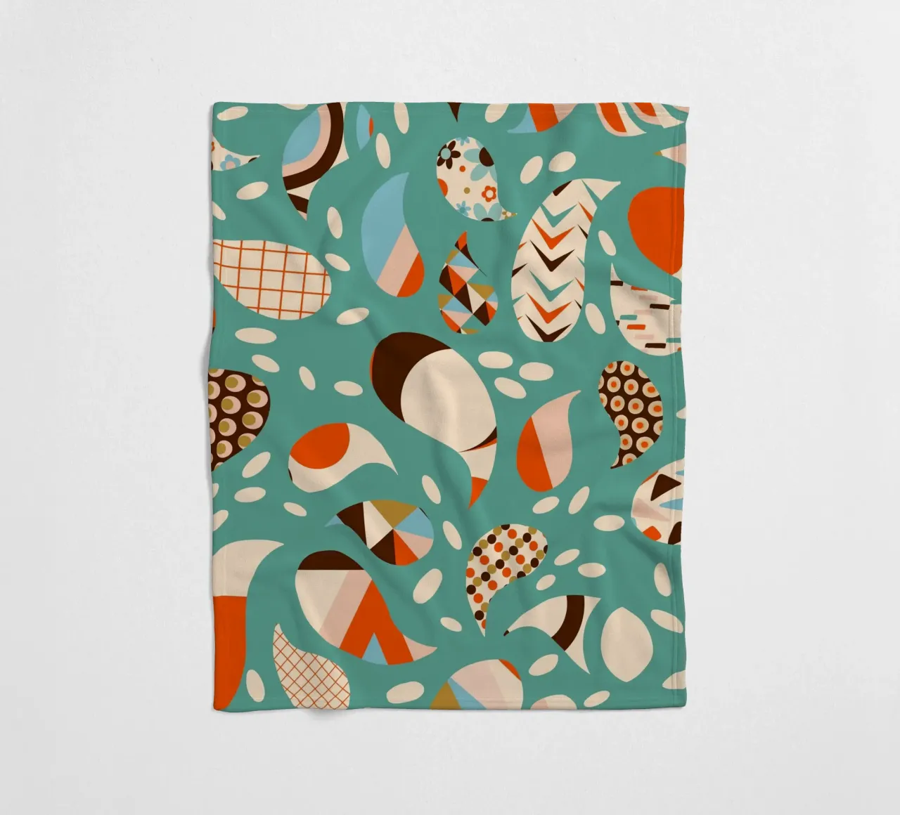 Retro Patchwork Paisley - Mitte des Jahrhunderts Modern Boho Fleecedecke von susanacosta