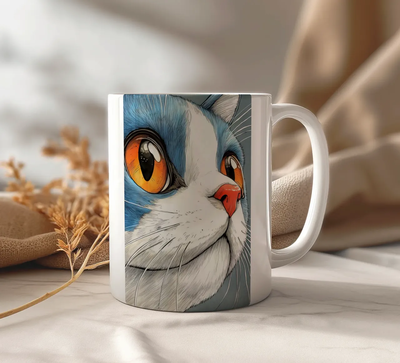 Gatto Giglio arte animale tazza in ceramica da Justyna Jaszke JBJart