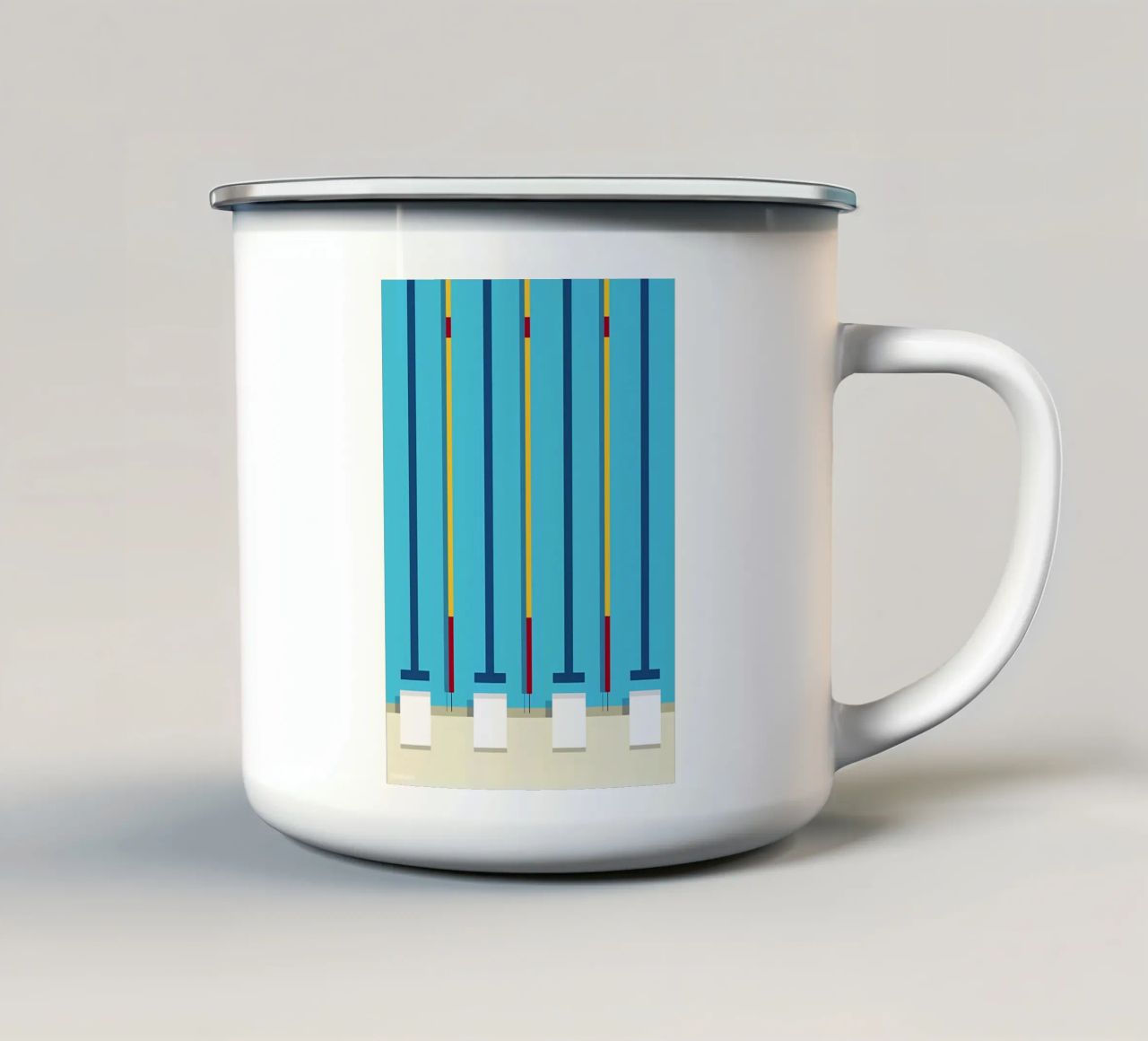 Vue aérienne d'une piscine mug en émail de mazzihanq