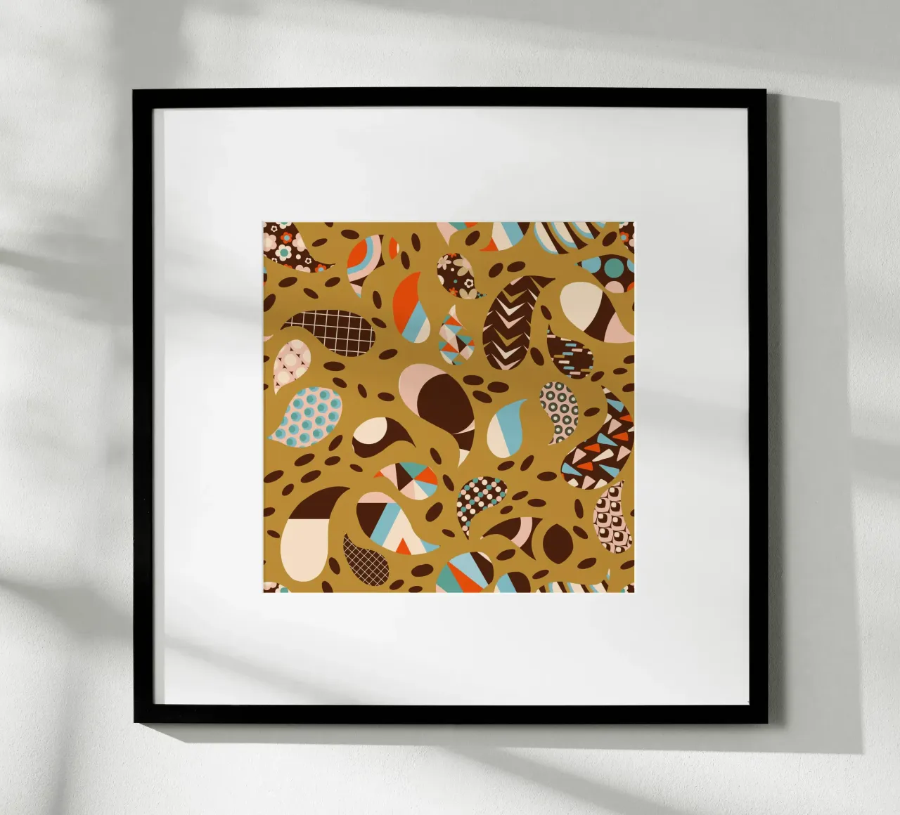 Vintage Patchwork Paisley Mustard - Mid-Century Retro Boho poster con telaio in plastica da susanacosta