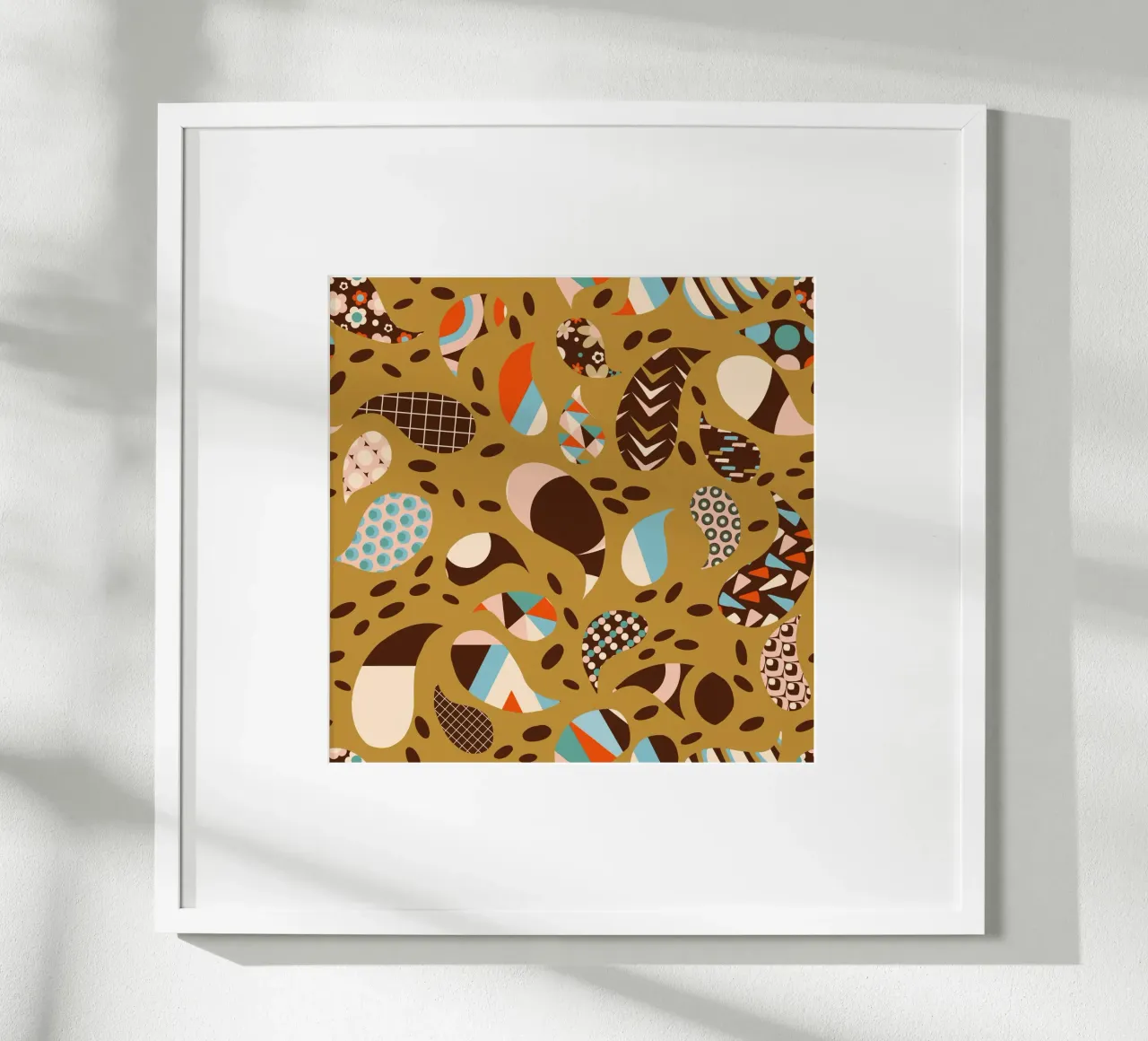Vintage Patchwork Paisley Mustard - Mid-Century Retro Boho poster con telaio in plastica da susanacosta