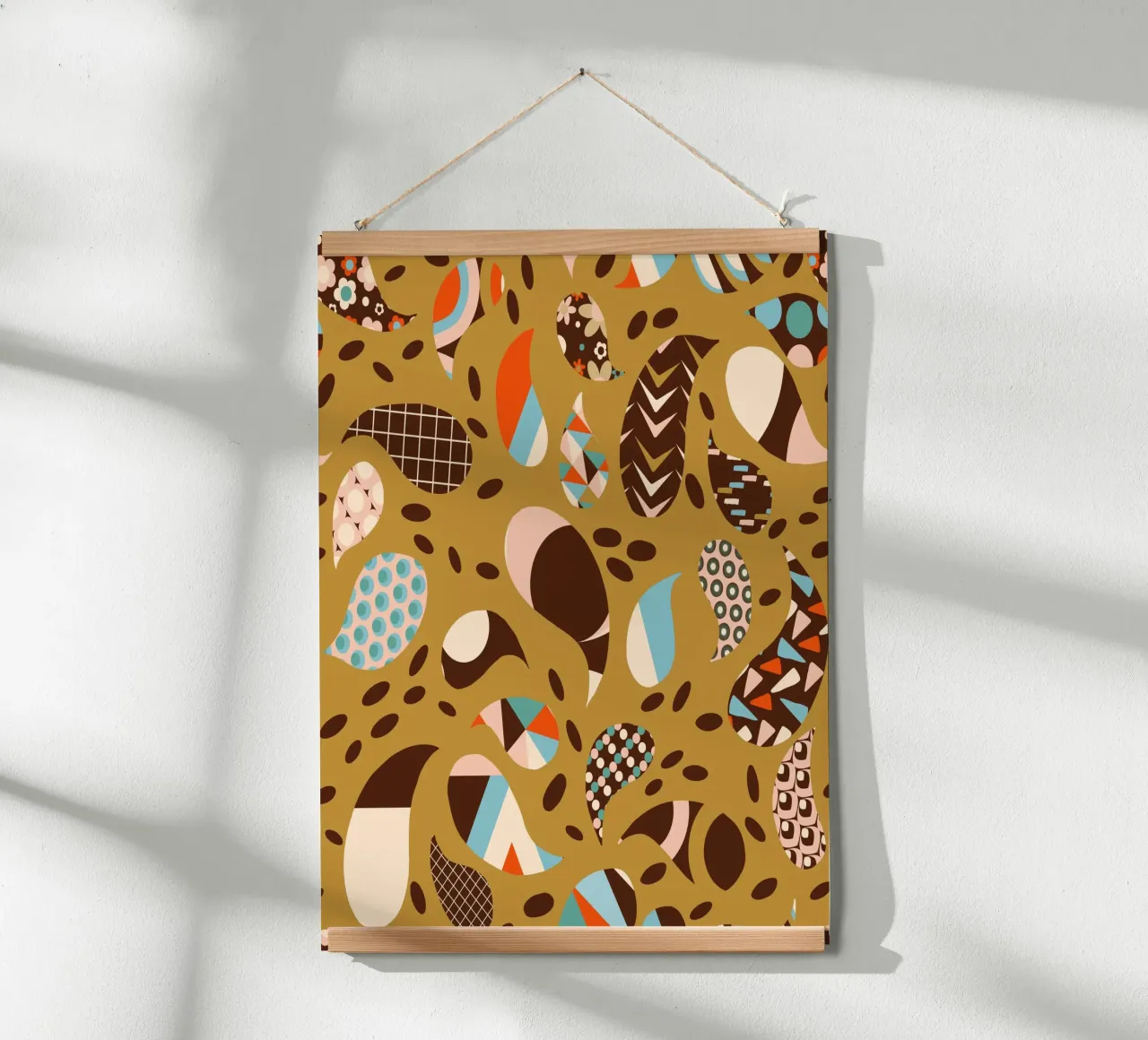 Vintage Patchwork Paisley Mustard - Mid-Century Retro Boho poster con telaio in plastica da susanacosta