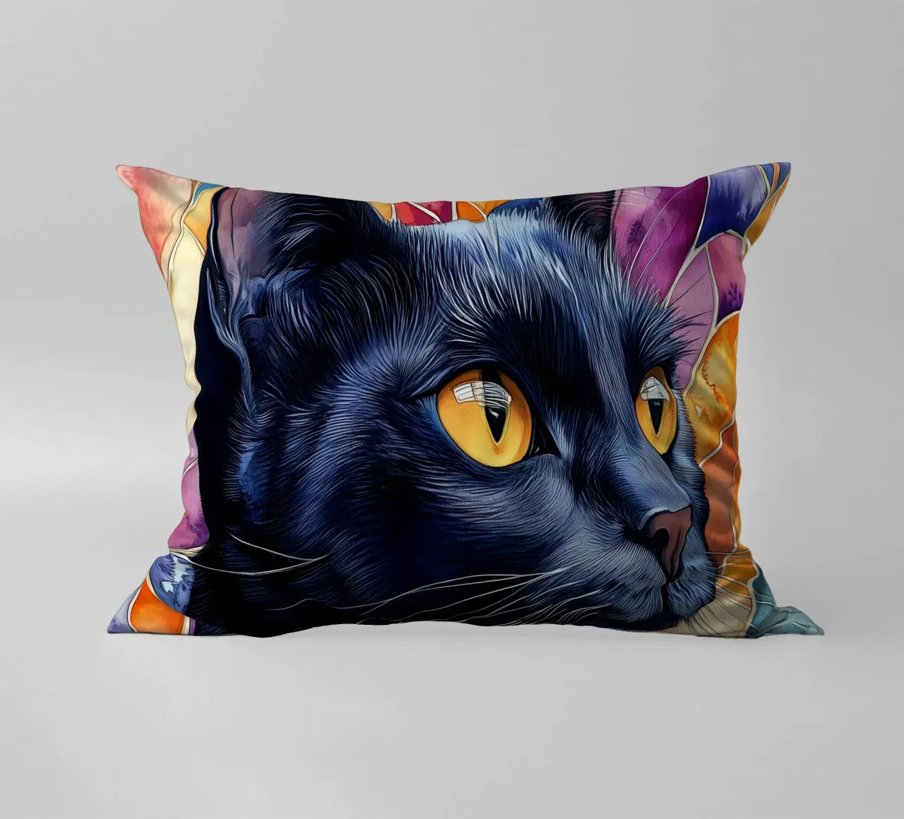 Gatto nero Rocky cuscino da Justyna Jaszke JBJart