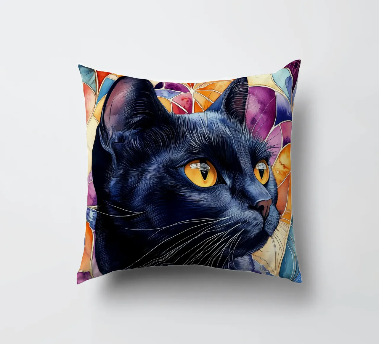 Gatto nero Rocky cuscino da Justyna Jaszke JBJart