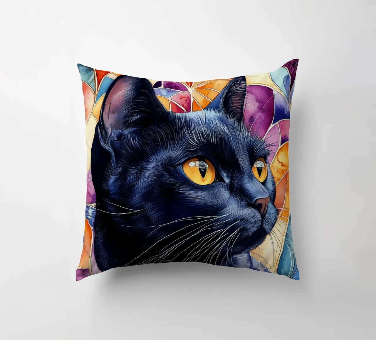 Gatto nero Rocky cuscino da Justyna Jaszke JBJart
