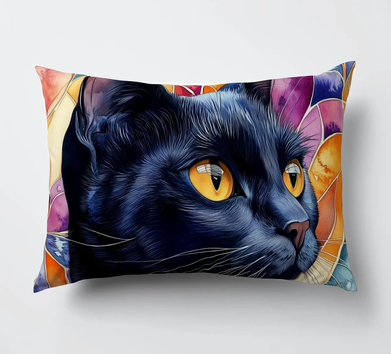 Gatto nero Rocky cuscino da Justyna Jaszke JBJart