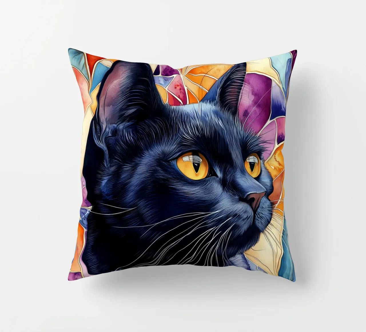 Gatto nero Rocky cuscino da Justyna Jaszke JBJart