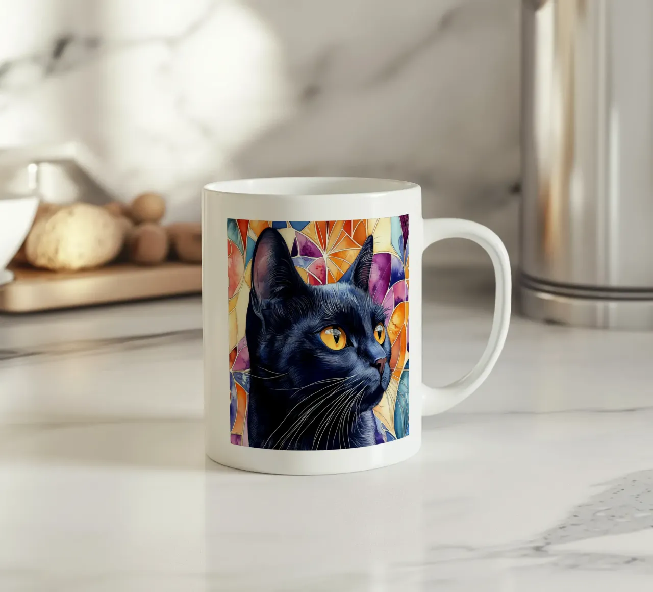 Gatto nero Rocky tazza in ceramica da Justyna Jaszke JBJart