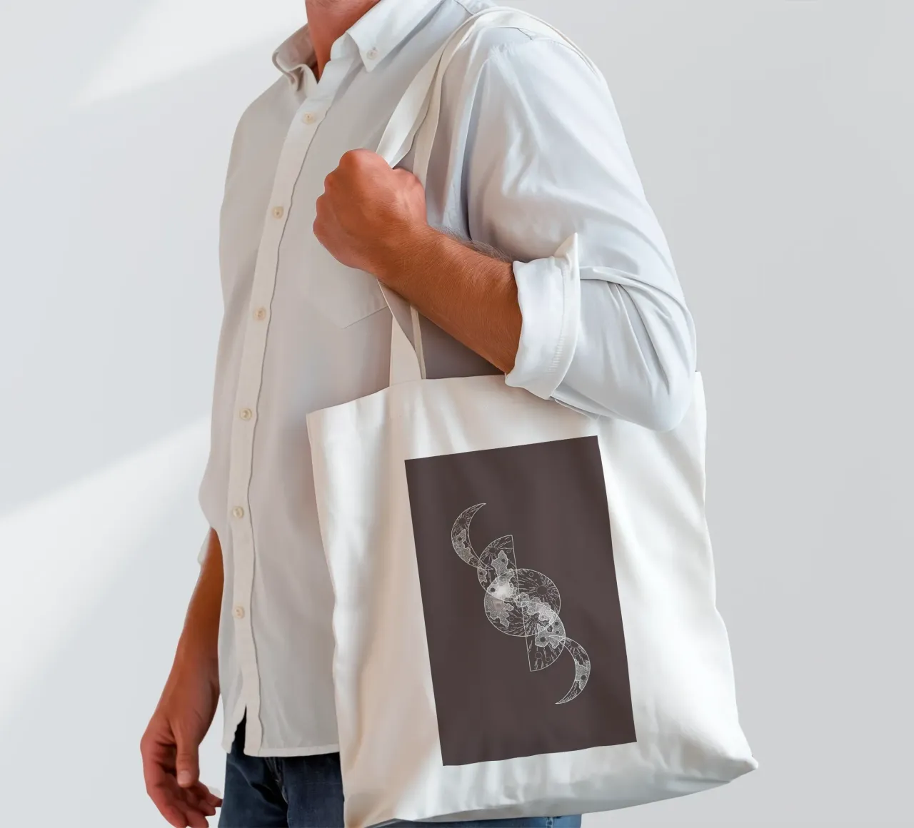 minimalistische kunst jute draagtas van mitaco