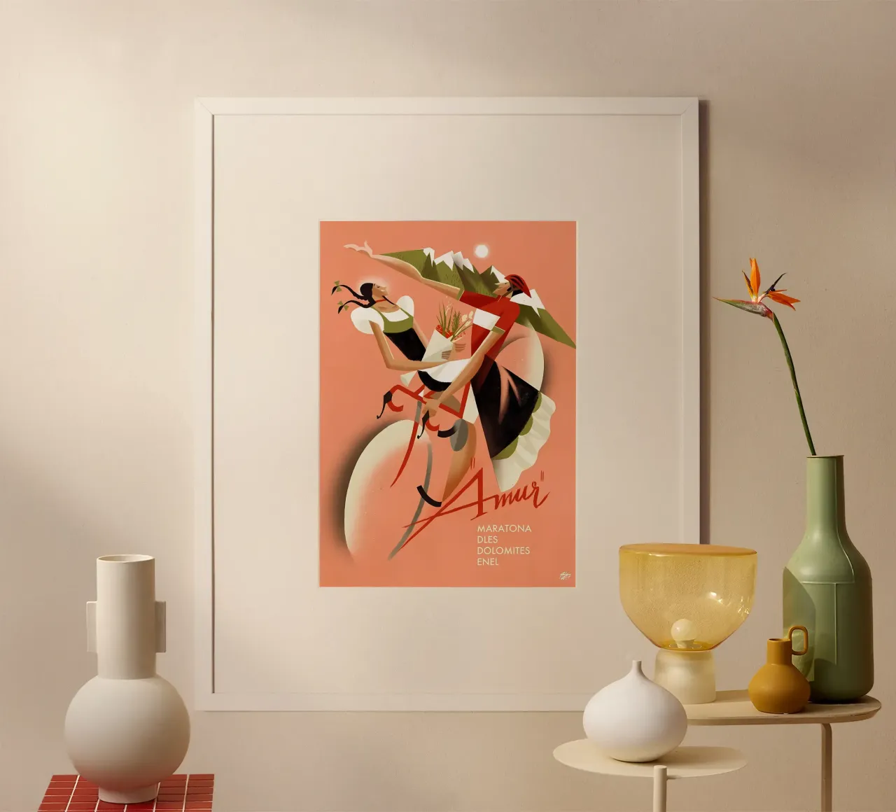 Maratona dles Dolomites Amur poster con telaio in plastica da diadang