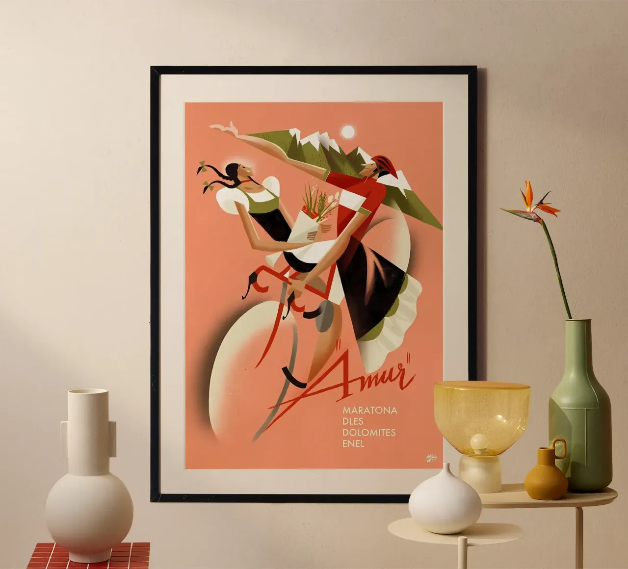 Maratona dles Dolomites Amur poster con telaio in plastica da diadang