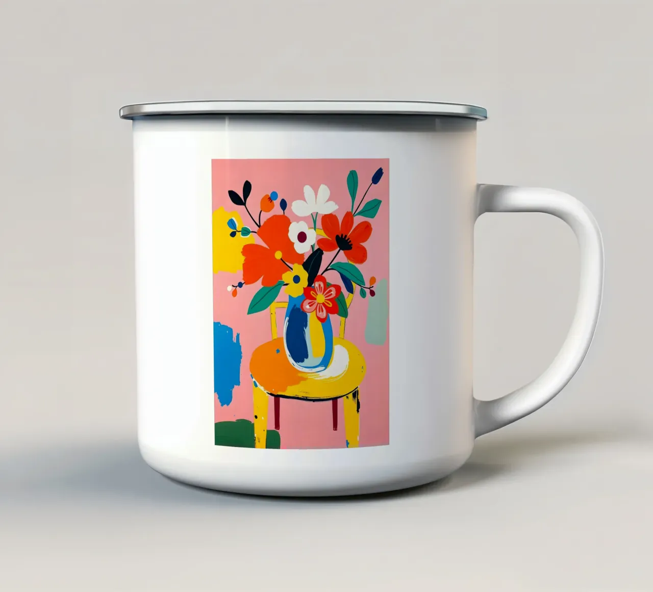 FIORI SU SEDIA tazza in smalto da ARTOMATIC