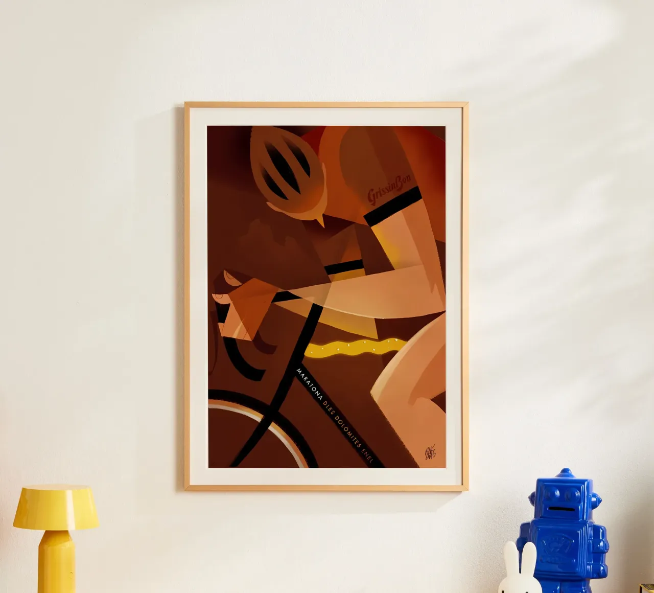 Maratona dles Dolomites poster con telaio in legno da diadang