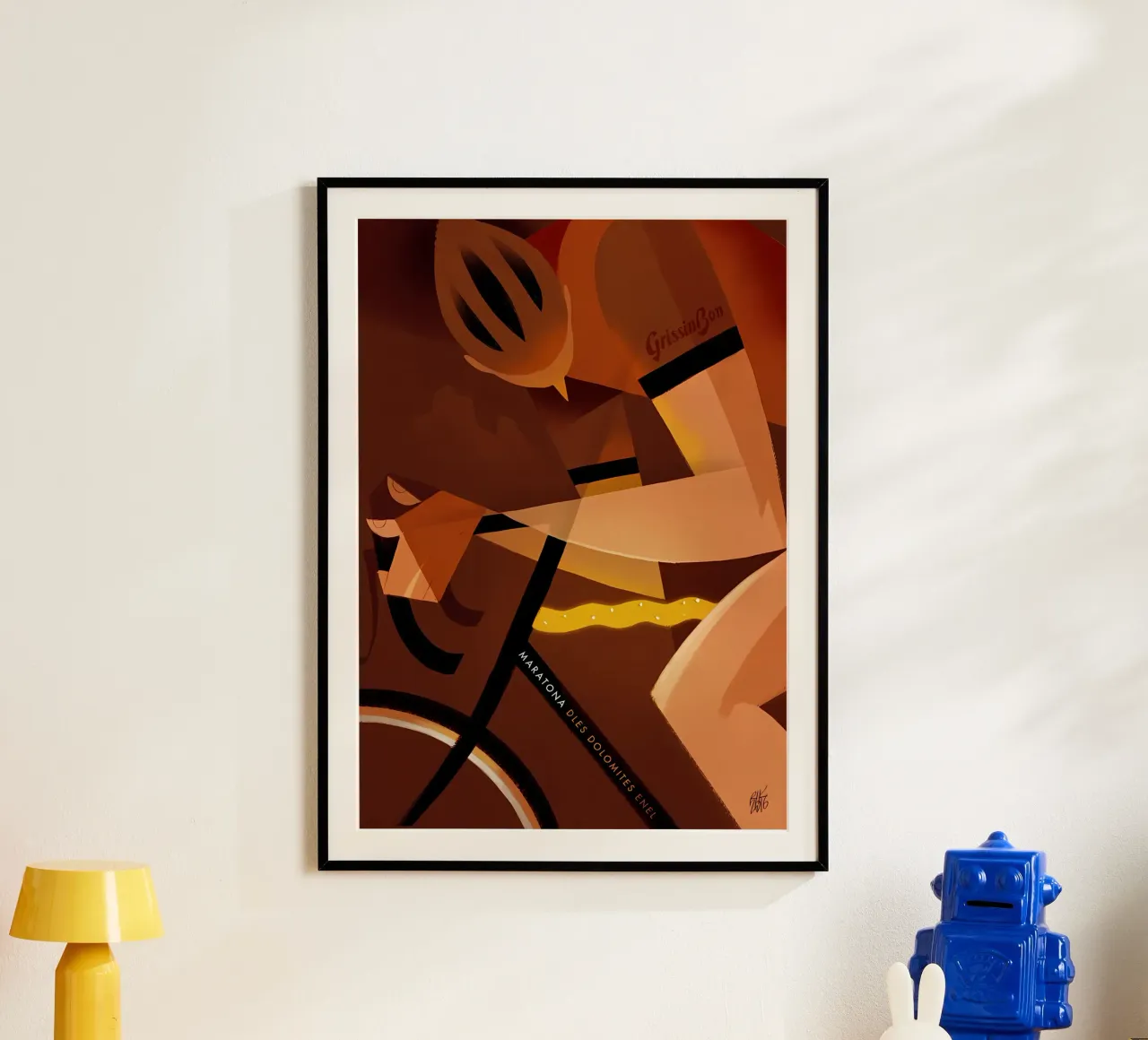 Maratona dles Dolomites poster con telaio in legno da diadang