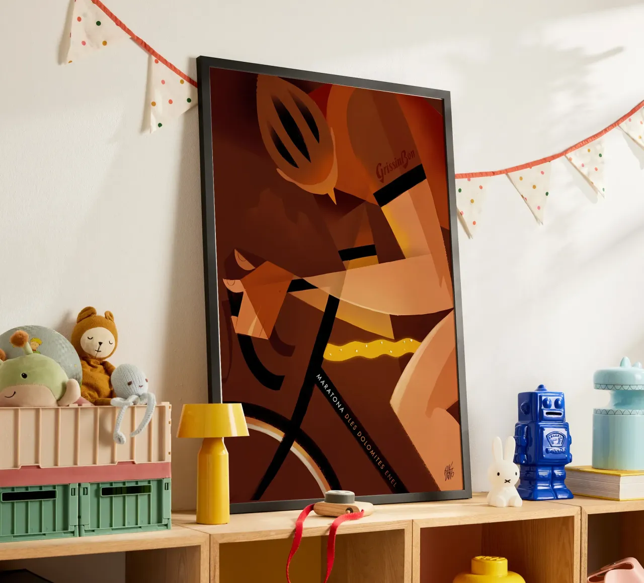 Maratona dles Dolomites poster con telaio in legno da diadang