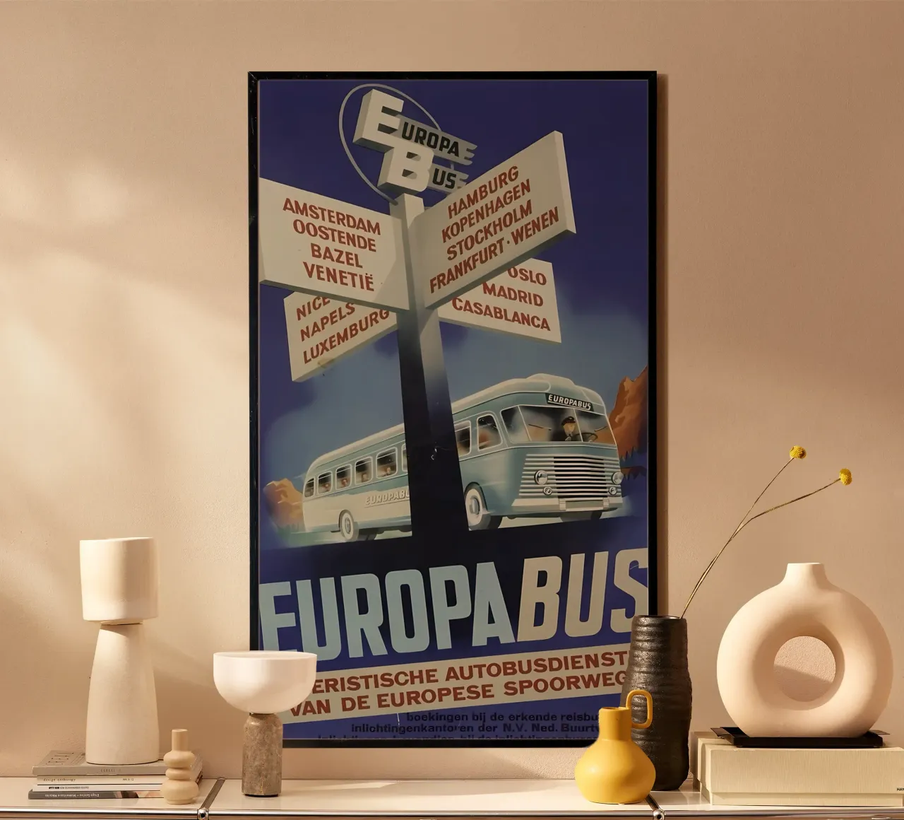 Autobus Europa poster con telaio in legno da mazzihanq