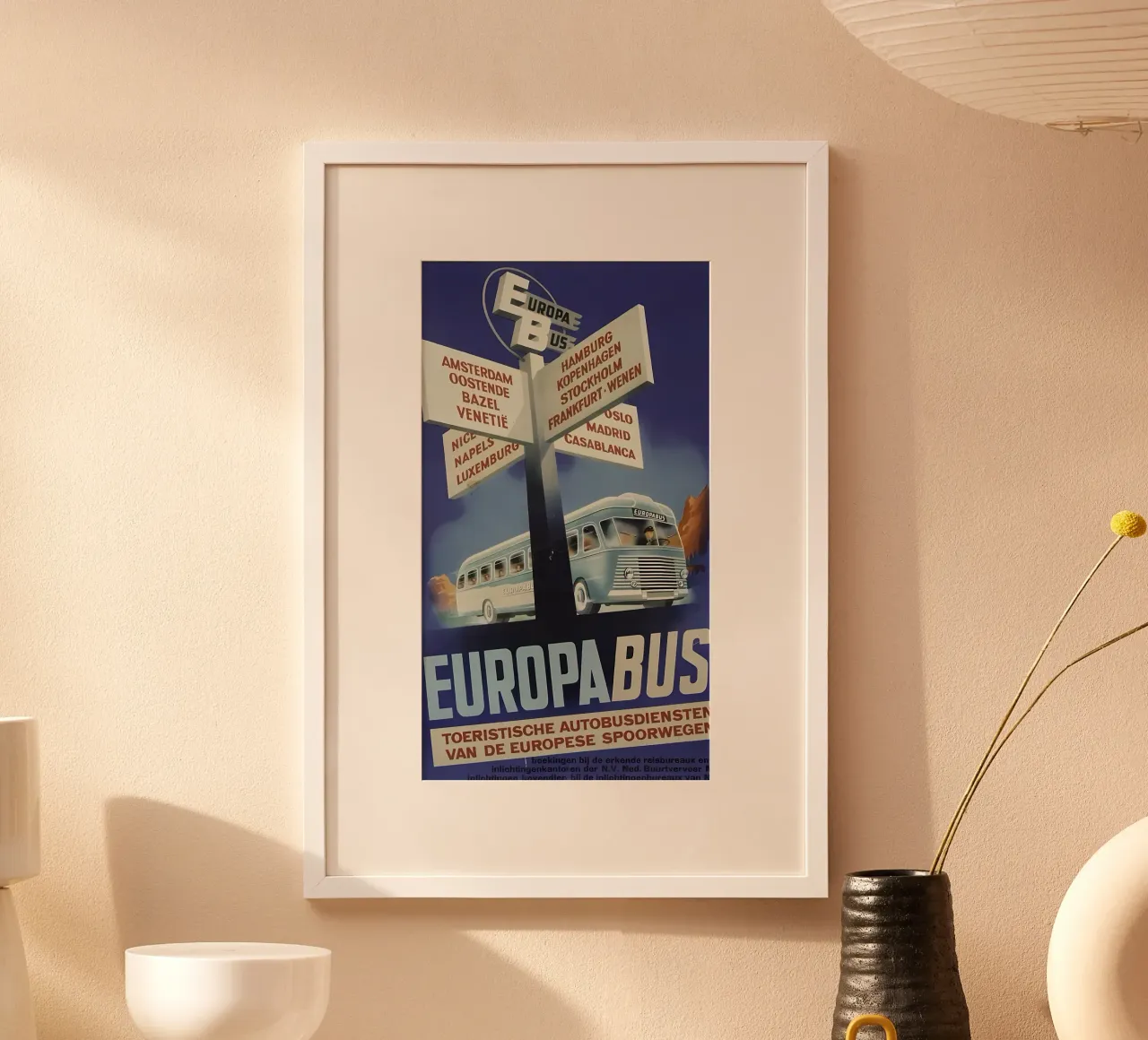 Autobus Europa poster con telaio in legno da mazzihanq