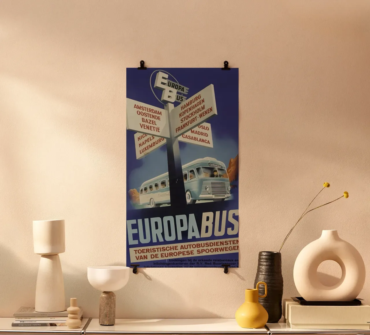 Autobus Europa poster con telaio in legno da mazzihanq