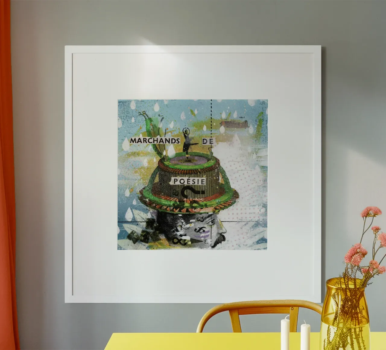 Les Marchands De Poesie poster con telaio in legno da Tameo