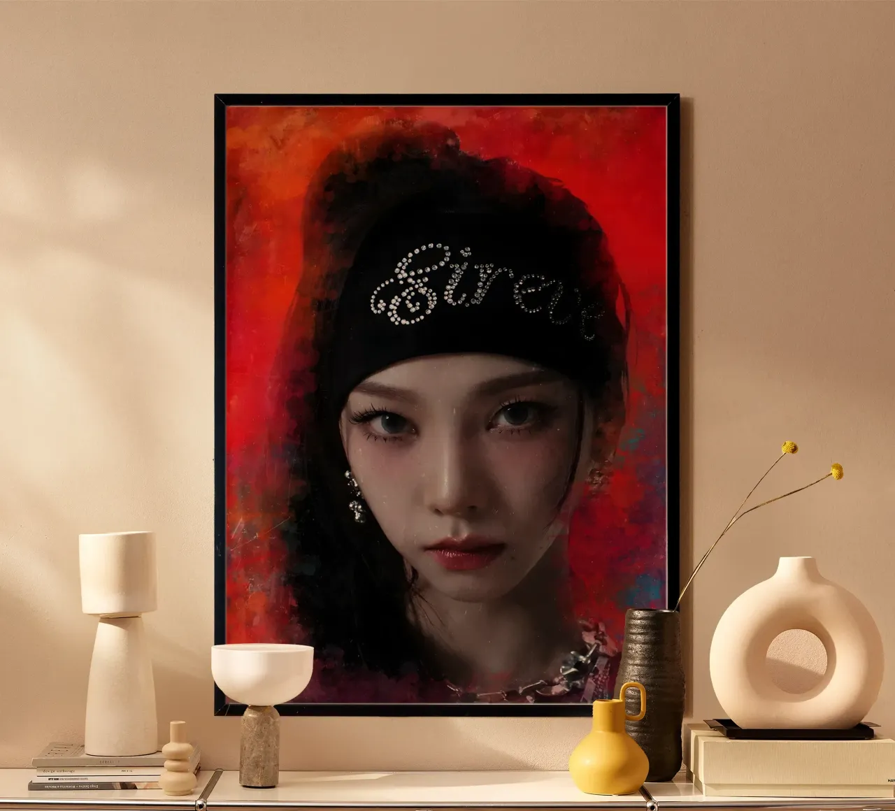 La star del K-pop karina aespa poster con telaio in legno da mitom