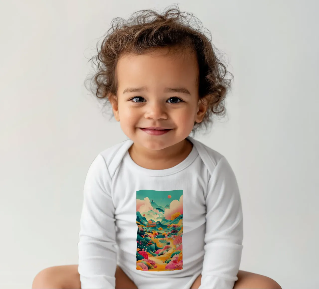 landscape long-sleeve baby romper by khoaimi