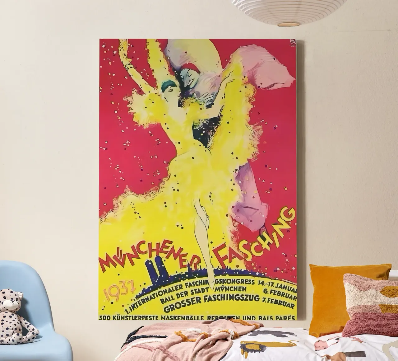 Munchener Fasching Leinwand mit Schattenfugenrahmen von mitaco