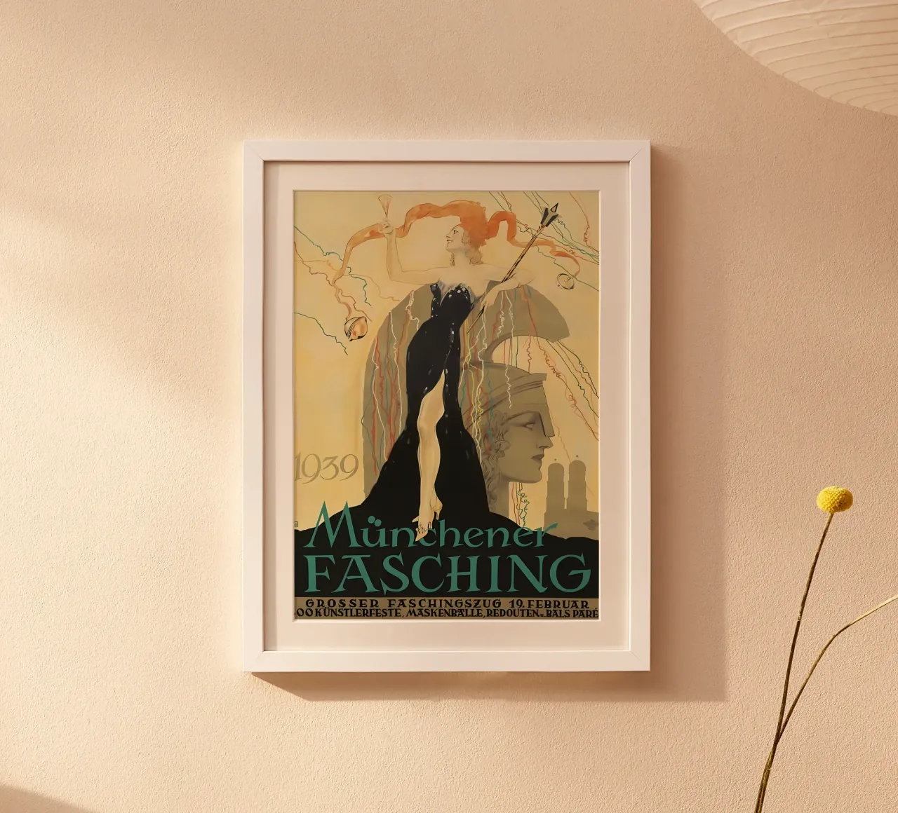 Carnevale di Monaco poster con telaio in legno da mitaco