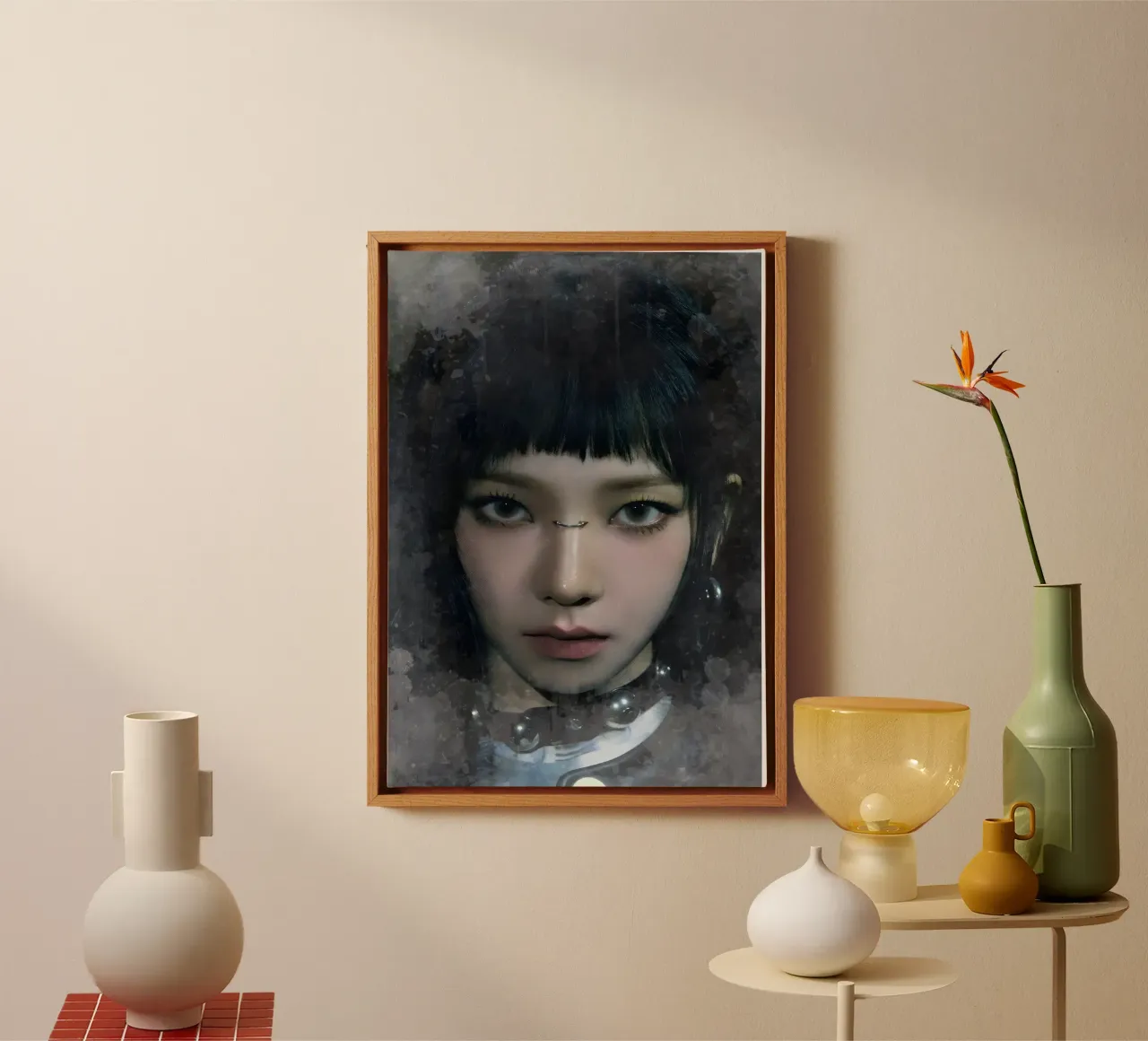 Kpop karina splash effekt Leinwand mit Schattenfugenrahmen von mitom
