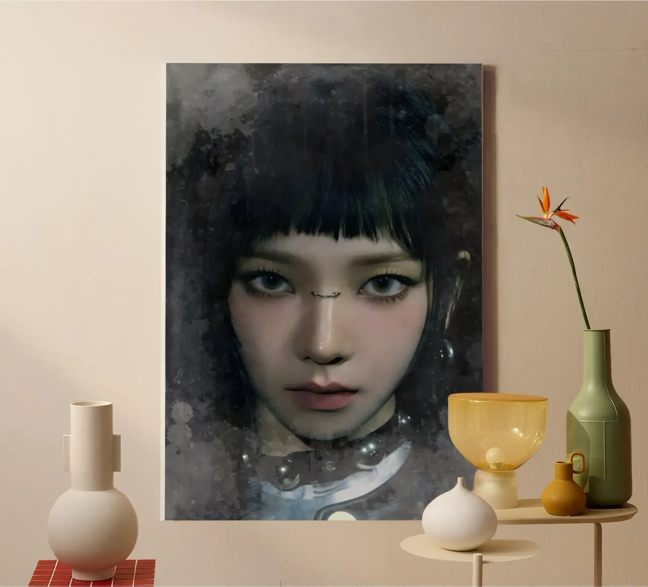 Kpop karina splash effekt Leinwand mit Schattenfugenrahmen von mitom