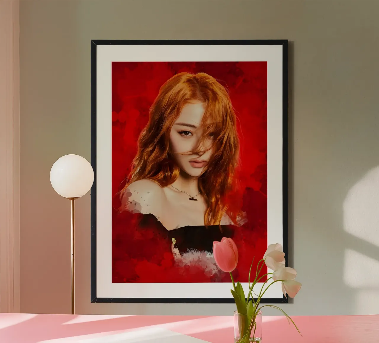 Ritratto Kpop di Huh YunJin poster con telaio in legno da mitom